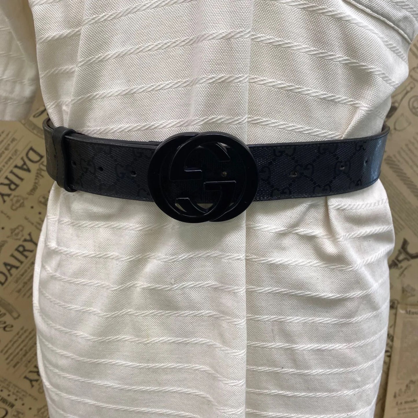 Gucci Leather Belt GG Marmont Supreme Black