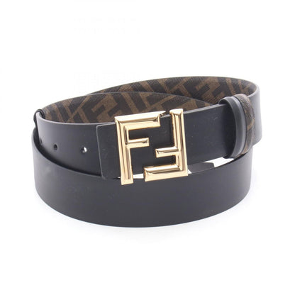 Fendi Belt FF Logo Gold Reversible Black Leather