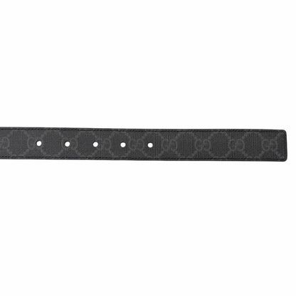 Gucci Leather GG Supreme Canvas Square Buckle Reversible Belt Black 90 36