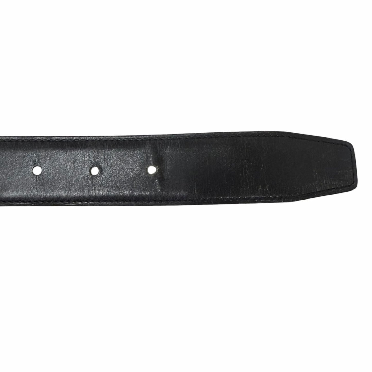 Hermes Toareg Silver Buckle Leather Belt Black 75