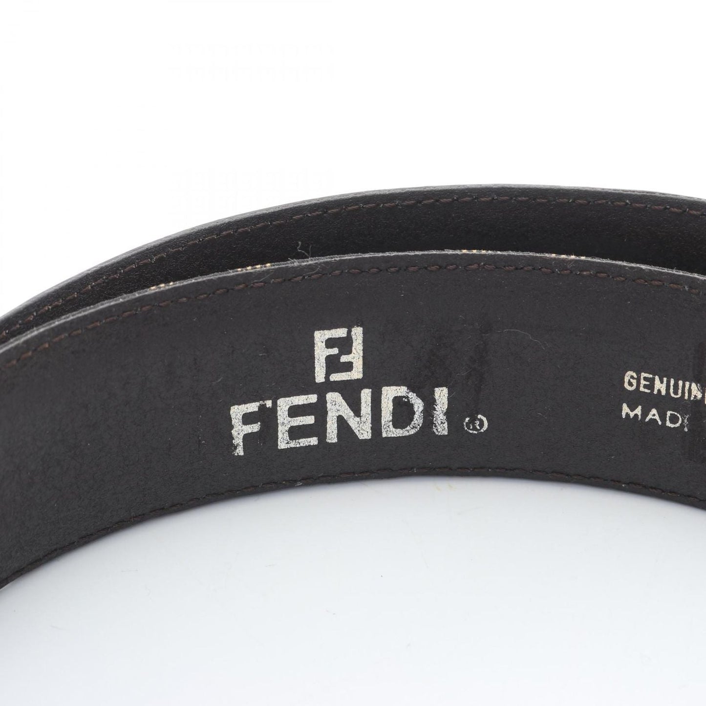 Fendi Belt Zucca Gold Canvas Leather