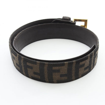 Fendi Belt Zucca Gold Canvas Leather