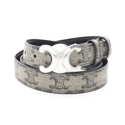 Celine Belt Triomphe Silver Gray Leather