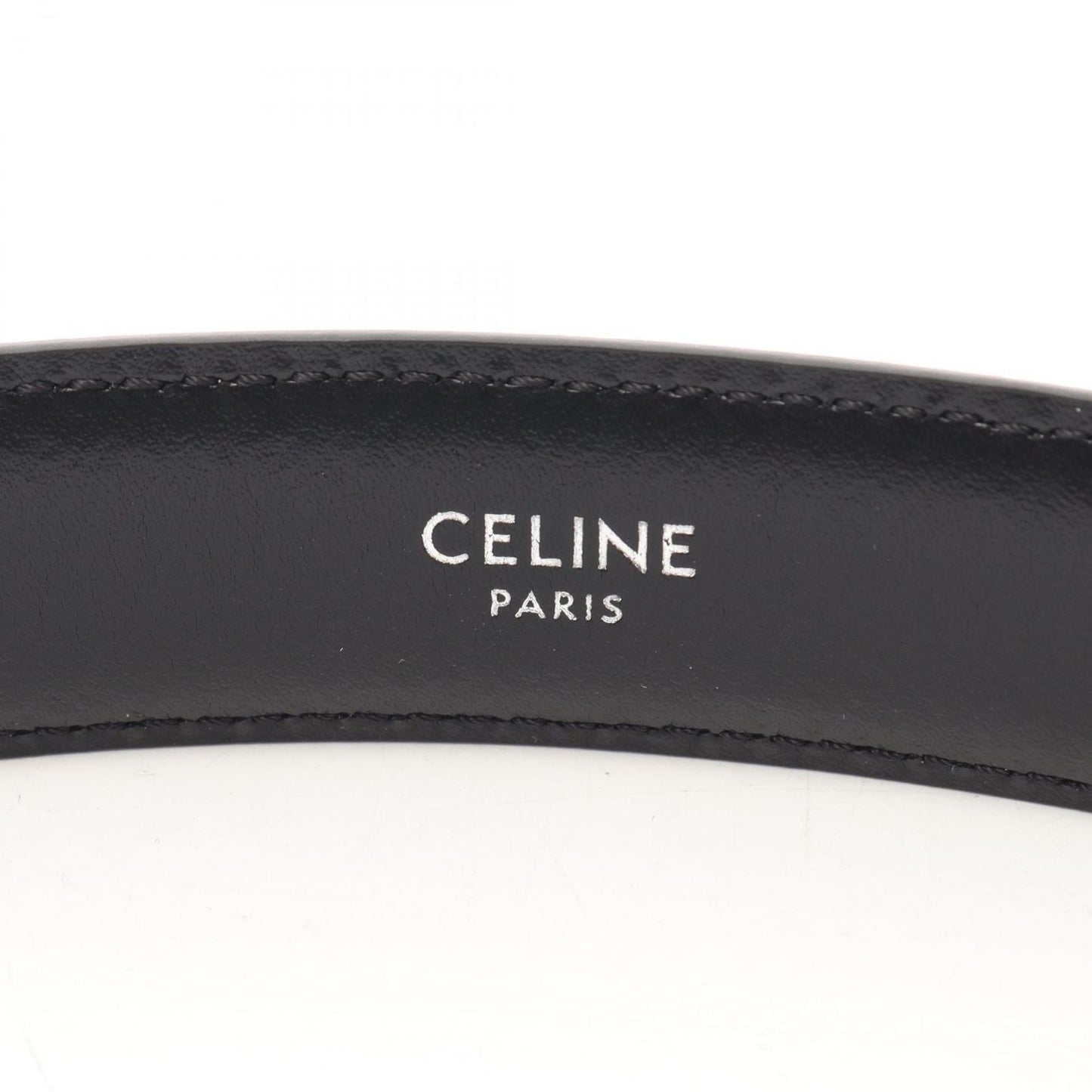 Celine Belt Triomphe Silver Gray Leather