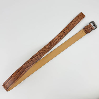 Celine Belt Leather Brown Silver Vintage
