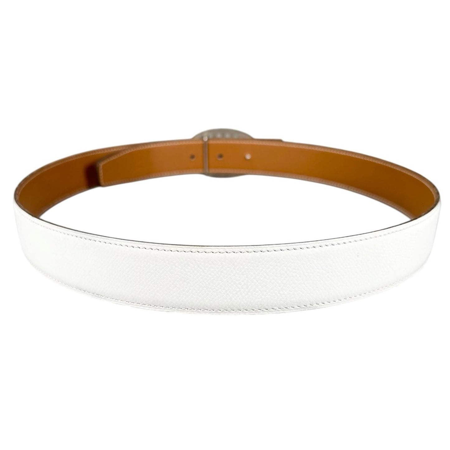 Hermes Evelyne Leather Brown White Belt Silver