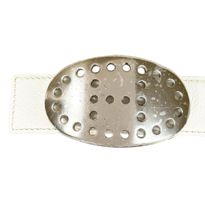 Hermes Evelyne Leather Brown White Belt Silver