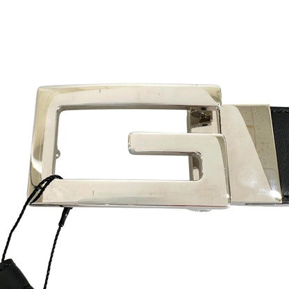 Gucci Square Leather Brown Black Belt Silver
