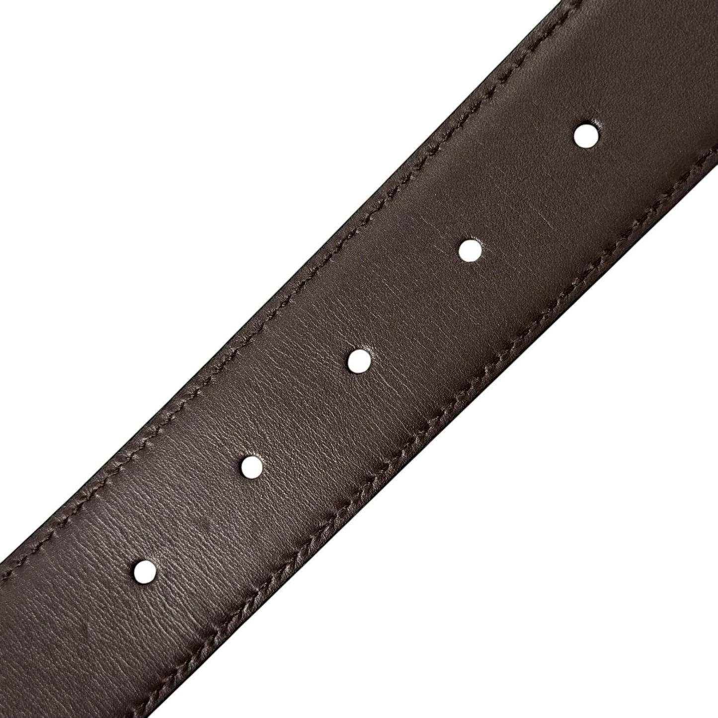 Gucci Square Leather Brown Black Belt Silver