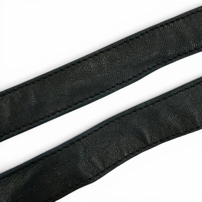 Chanel Vintage CC Logo Chain Leather Ribbon Belt Black Gold