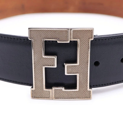 Fendi FF Big Logo Buckle Leather Belt Black