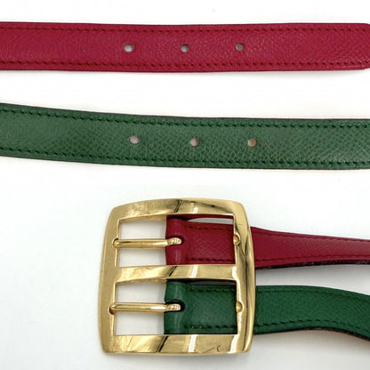 Hermes Belt Reversible 90 Leather Red Green Gold
