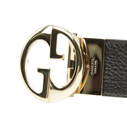 Gucci Interlocking Reversible Belt 75 30 Black Leather Metal