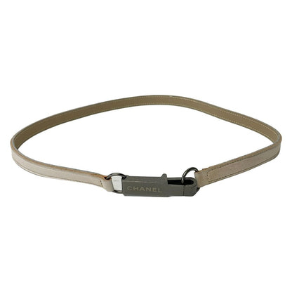 Chanel Belt Beige Silver Leather