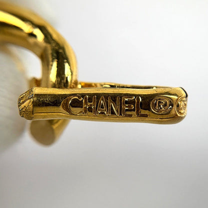 Chanel CC Logo Chain Belt 94 Leather Gold Black