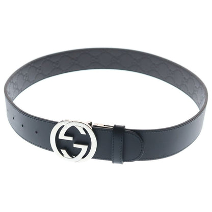 Gucci Interlocking Leather Belt Brown Silver