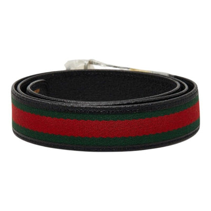 Gucci Sherry Line GG Logo Buckle Belt Black Green Red Leather