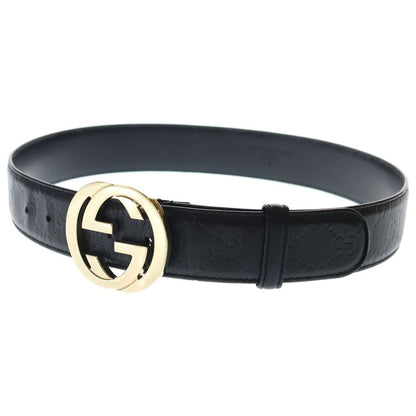 Gucci Interlocking Leather Belt Gold Black