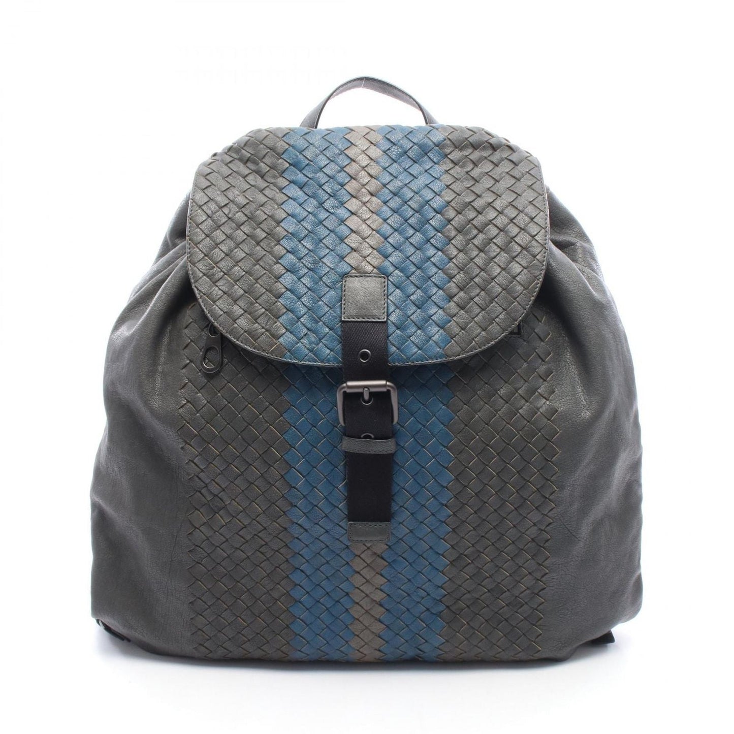 Bottega Veneta Backpack Intrecciato Gray Blue Leather