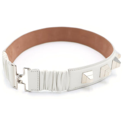 Fendi Studd Belt Studded Leather White