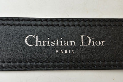 Dior Belt Leather Black Silver Business