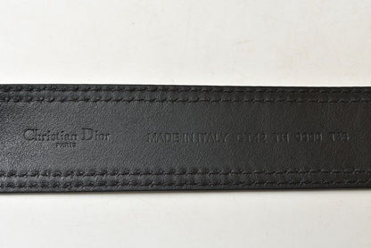 Dior Belt Leather Black Silver Business