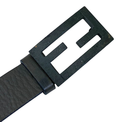Fendi FF Logo Buckle Belt Leather Gray Practical
