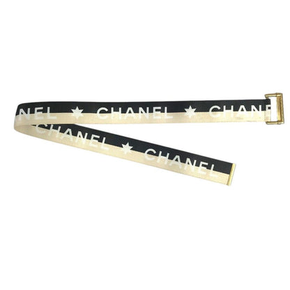 Chanel Belt CC Logo Canvas Leather Black