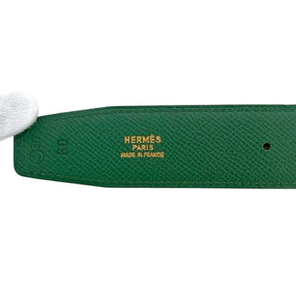 Hermes Belt Yellow Green Constance Waist 63 30 Togo Leather Logo Buckle