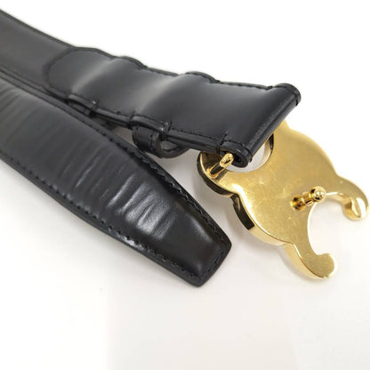 Celine Belt Triomphe Gold Leather Black
