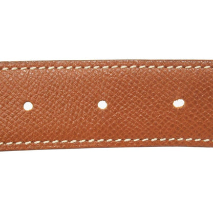 Hermes Horse Buckle Belt Courchevel Leather Vintage 72 Brown
