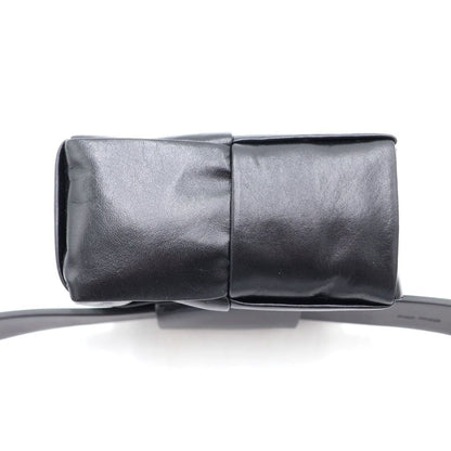 Bottega Veneta Cassette Maxi Intrecciato Belt Waist Back Black Leather