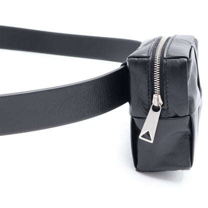 Bottega Veneta Cassette Maxi Intrecciato Belt Waist Back Black Leather