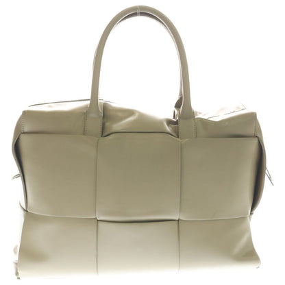 Bottega Veneta Arco Maxi Intreccia Leather 2-Way Handbag Beige