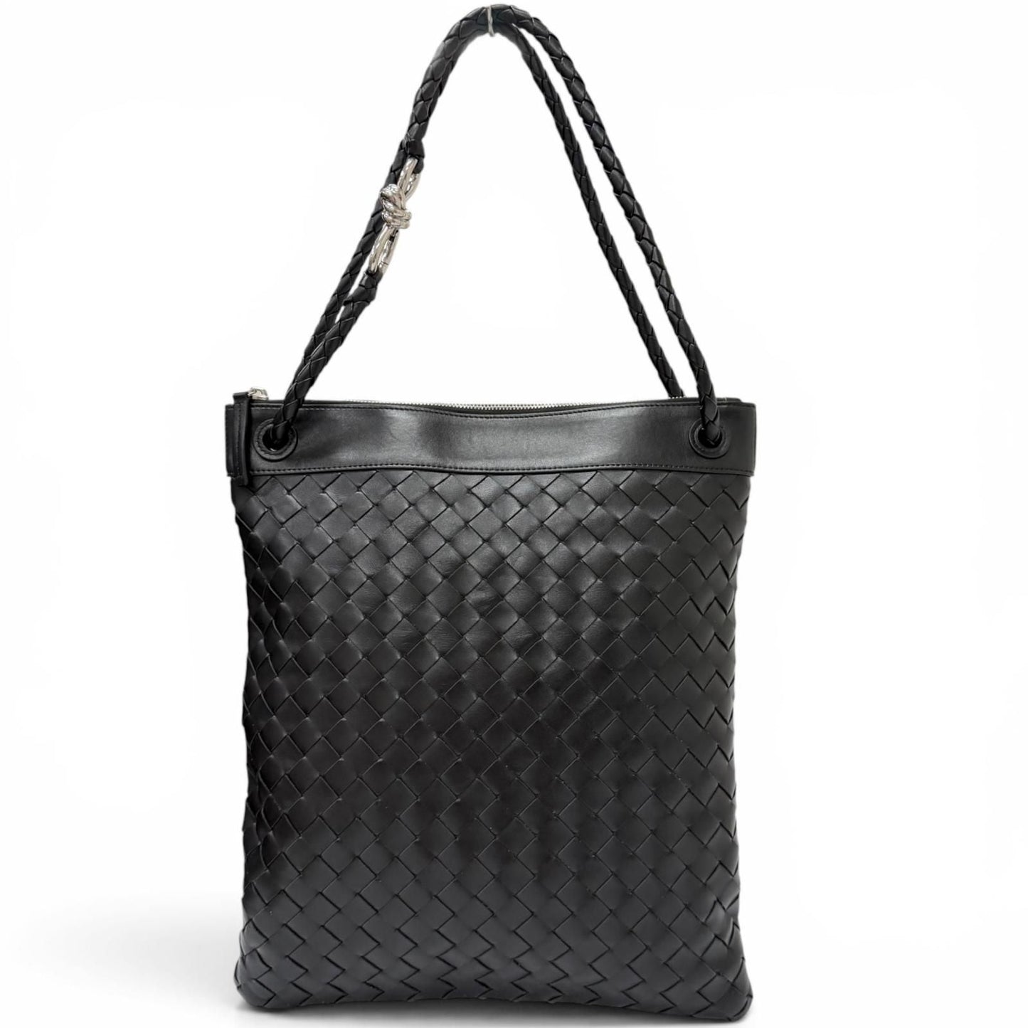 Bottega Veneta Andiamo Leather Intrecciato Messenger Flat Shoulder Bag