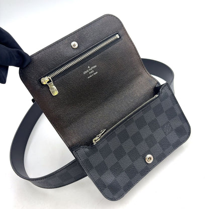 Louis Vuitton Ceinture Pochette Homme Damier Graphite Leather Black Belt Bag