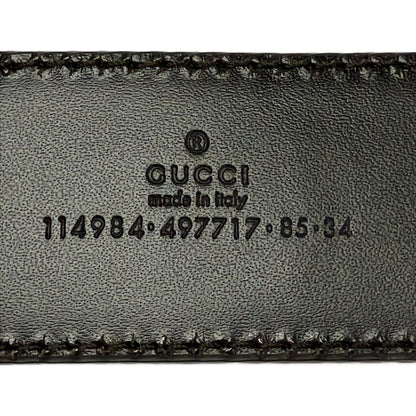 Gucci Belt 85 34 Dark Brown Silver Interlocking Guccissima Line Leather
