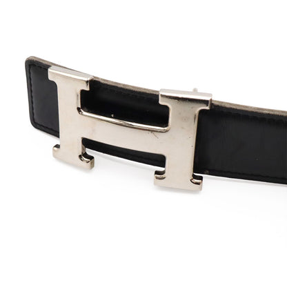 Hermes Belt Buckle Reversible Box Calf Veau Epsom Black Brown Silver 70