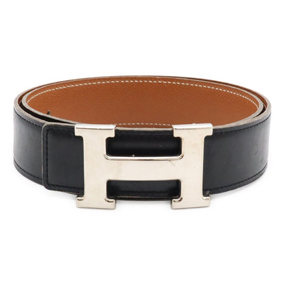 Hermes Belt Buckle Reversible Box Calf Veau Epsom Black Brown Silver 70