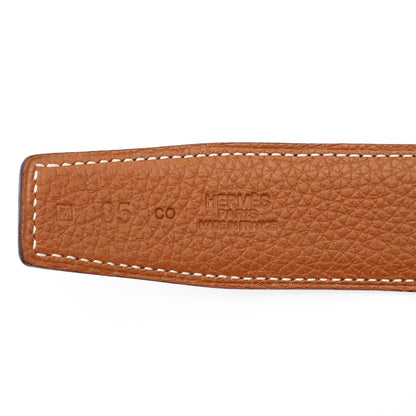 Hermes Chaine D'ancre Reversible Belt Leather Black Brown Gold 85