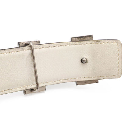 Hermes Belt Buckle Reversible Box Calf Veau Epsom Black White Silver 85