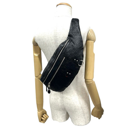 Gucci Almost Guccissima Leather Belt Bag Waist Pouch Black