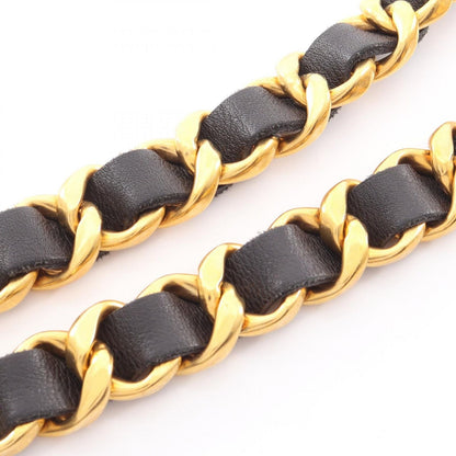 Chanel Belt Logo Chain Gold Leather Necklace
