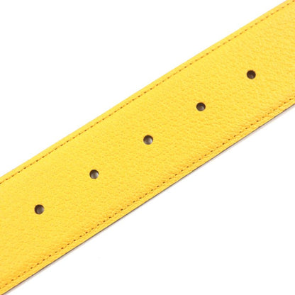 Gucci Memorable Buckle g Logo Bicolor Leather Belt Yellow Blue
