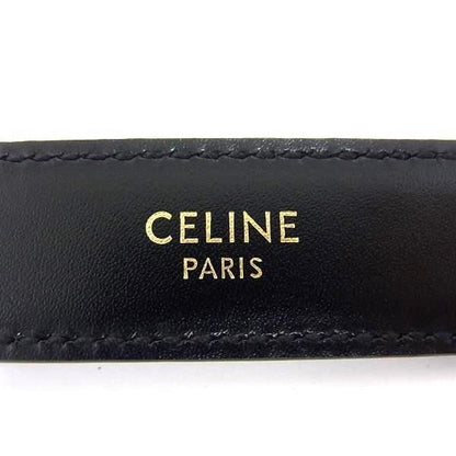 Celine Triomphe Leather Silver Hardware Belt Size 80 Black Fq0373