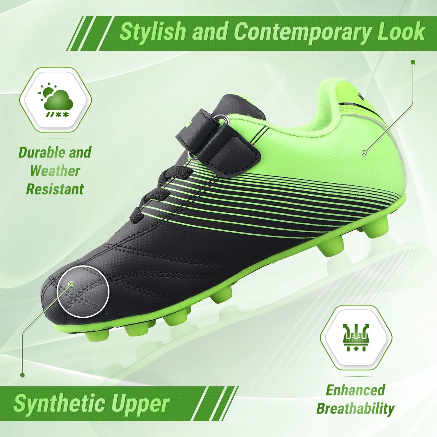 Vizari Youth Loma Velcro Firm Ground Soccer Cleats