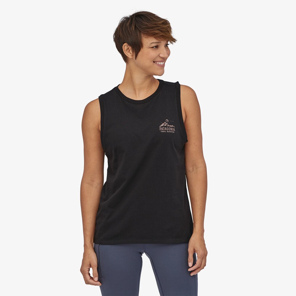 Patagonia Women's Ridgeline Runner Organic Cotton Muscle Tee canotta donna nera