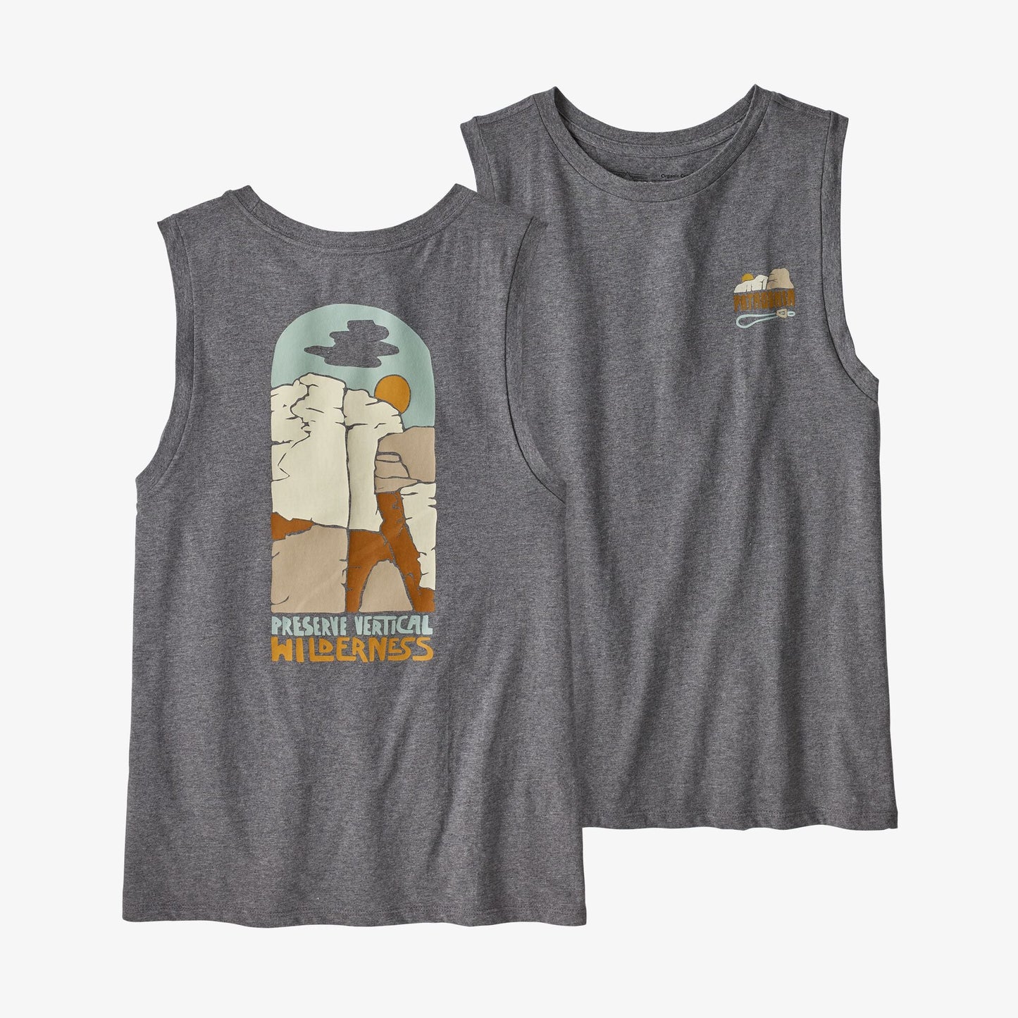 Patagonia Women's Save the Splitters Organic Cotton Muscle Tee canotta donna Gravel Heather