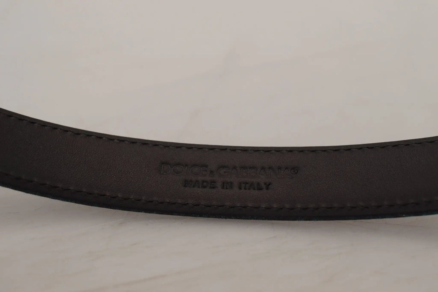 Dolce & Gabbana Blue Jacquard Moire Silver Metal Belt Men