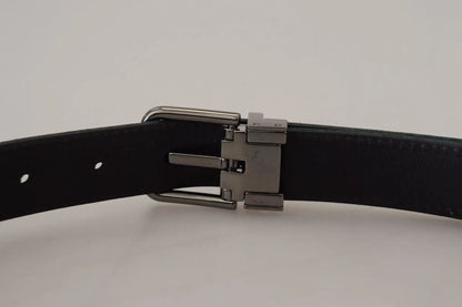 Dolce & Gabbana Blue Jacquard Moire Silver Metal Belt Men
